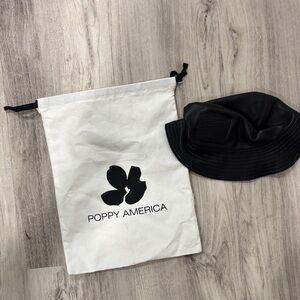 Poppy America Black   faux leather  bucket hat